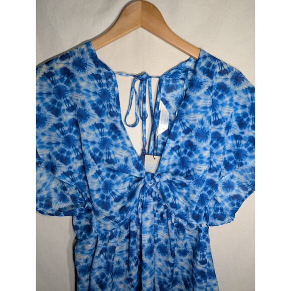 Primark Womens Swim Cover Dress Sz Small 6-8 Blue Cover Up Spring Break Tie Back - Picture 2 of 6
